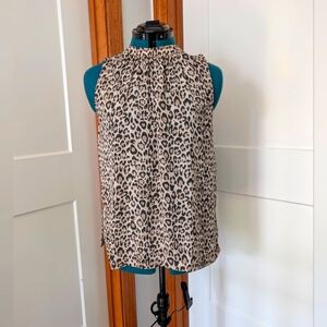 LOFT Outlet | Size S | Leopard Print Sleeveless Top with Keyhole Tie Back
